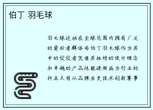伯丁 羽毛球
